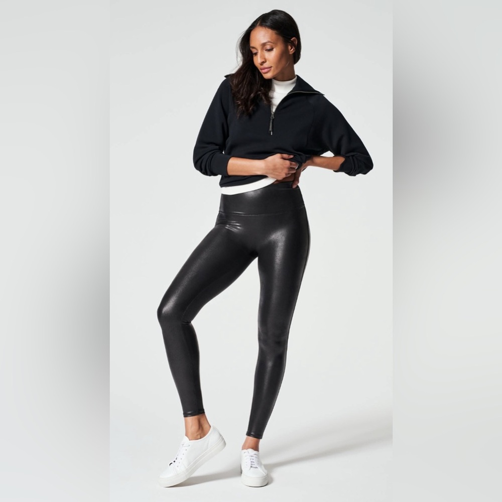 Spanx faux leather leggings petite